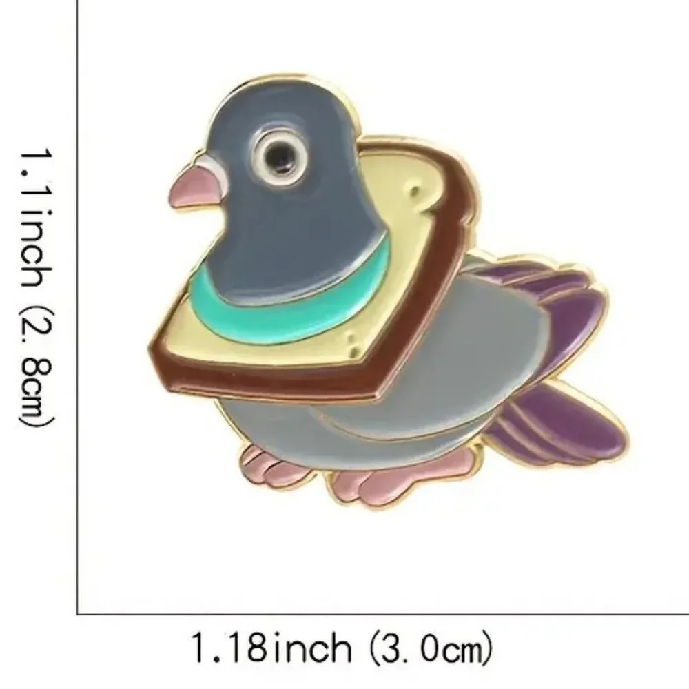 Pin Funny Pigeon Bread Toast Enamel Bag Charm Backpack Bird Meme City Whimsical